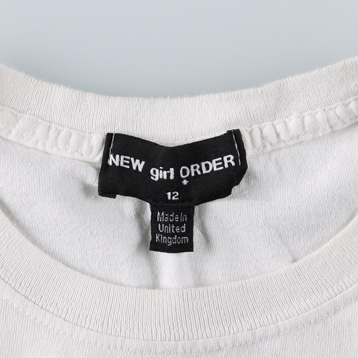 NEW girl ORDER Print T-shirt, Made in the UK, Women's XXL equivalent. unclear white type Vintage Second Hand