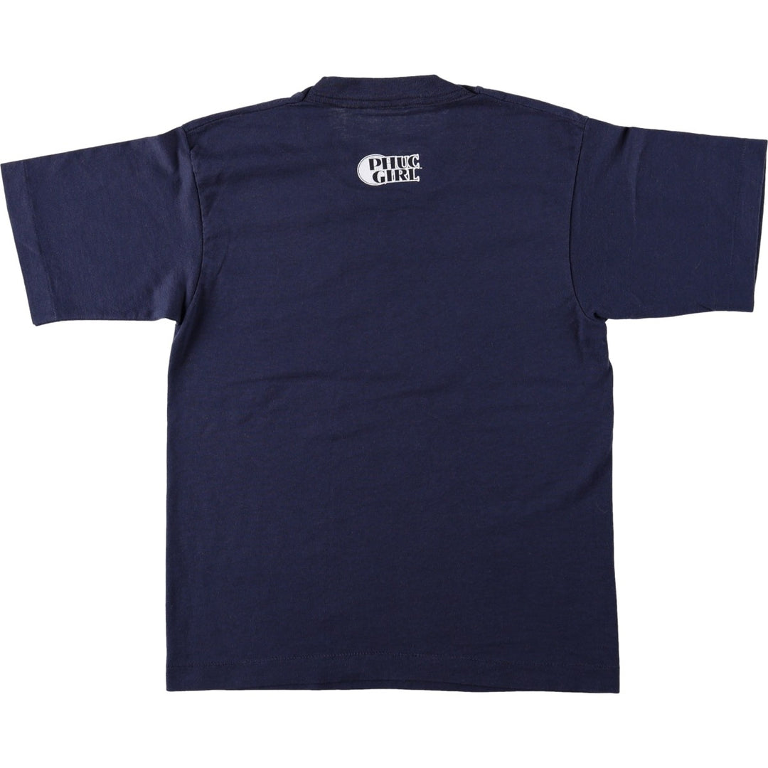 90'S Fruit of the Loom Print T-Shirt, Made in USA, Men's Size XS (approx.), Vintage cotton navy blue type Vintage Second Hand