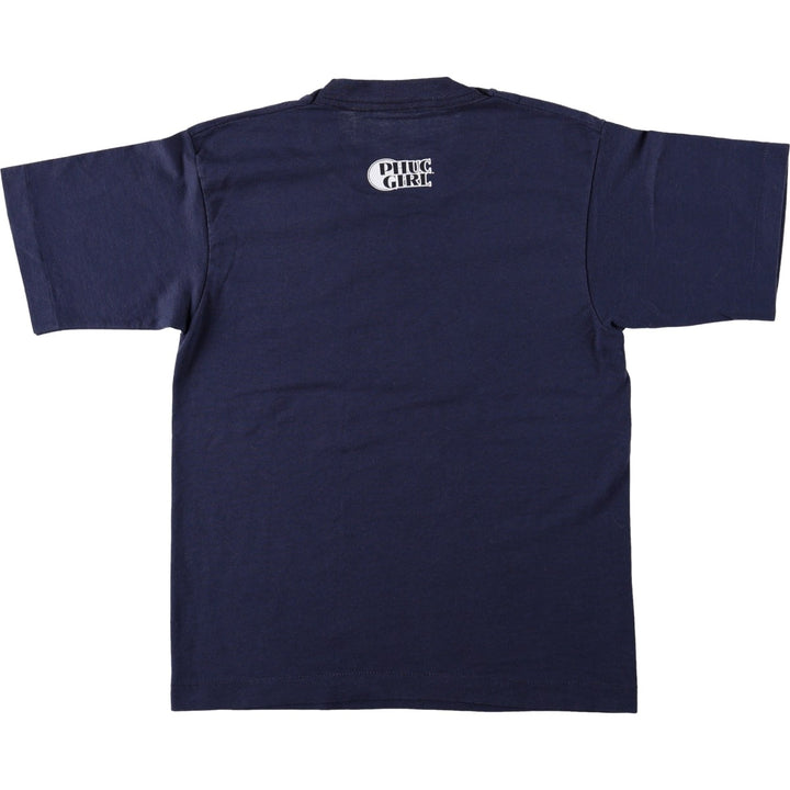 90'S Fruit of the Loom Print T-Shirt, Made in USA, Men's Size XS (approx.), Vintage cotton navy blue type Vintage Second Hand