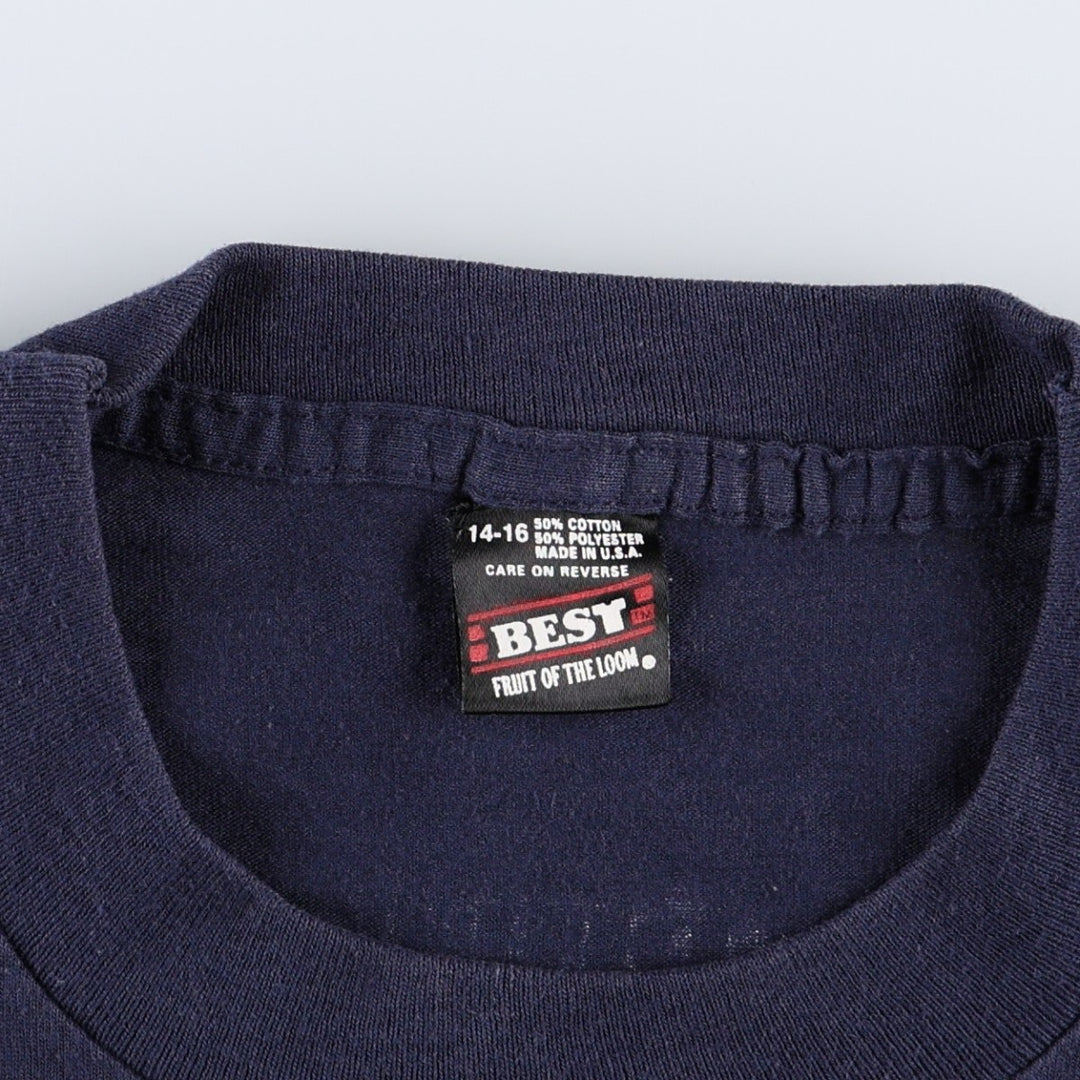 90'S Fruit of the Loom Print T-Shirt, Made in USA, Men's Size XS (approx.), Vintage cotton navy blue type Vintage Second Hand