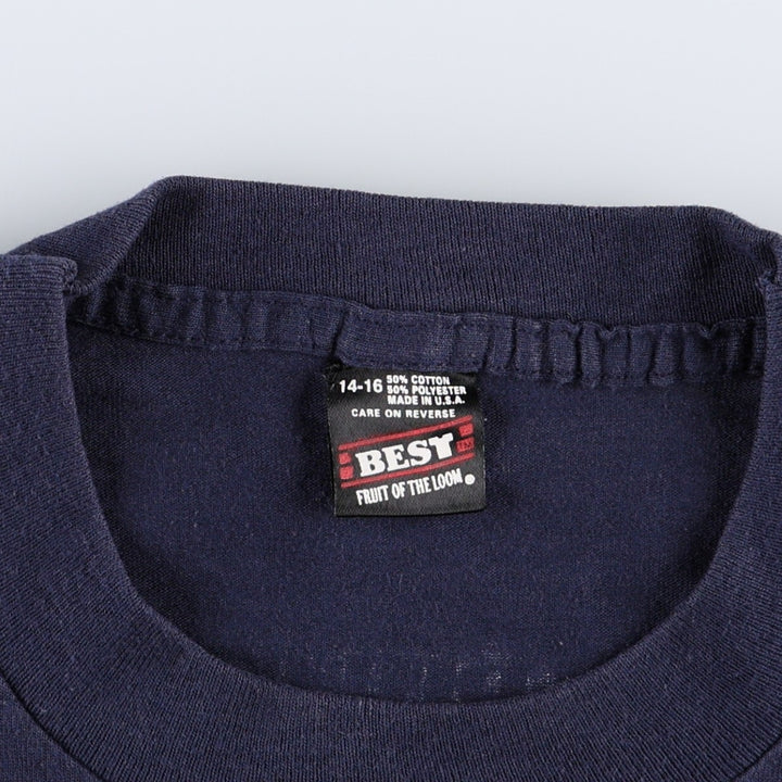 90'S Fruit of the Loom Print T-Shirt, Made in USA, Men's Size XS (approx.), Vintage cotton navy blue type Vintage Second Hand