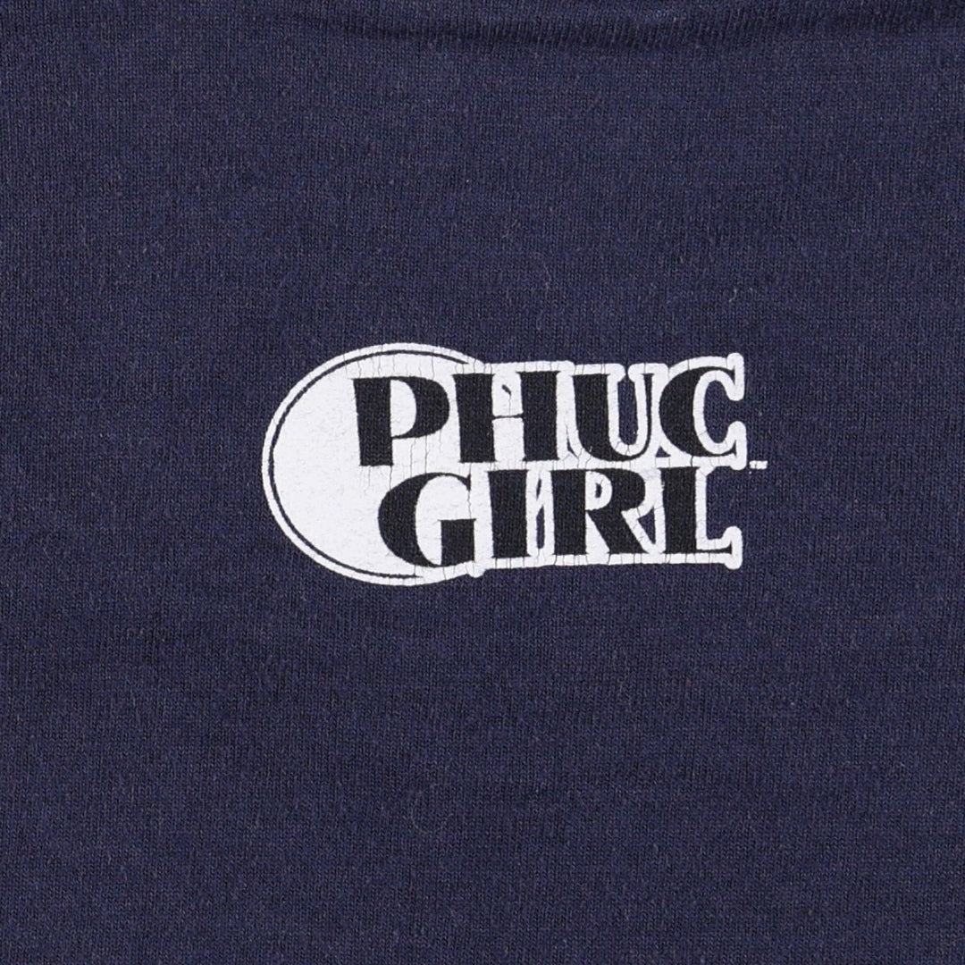 90'S Fruit of the Loom Print T-Shirt, Made in USA, Men's Size XS (approx.), Vintage cotton navy blue type Vintage Second Hand