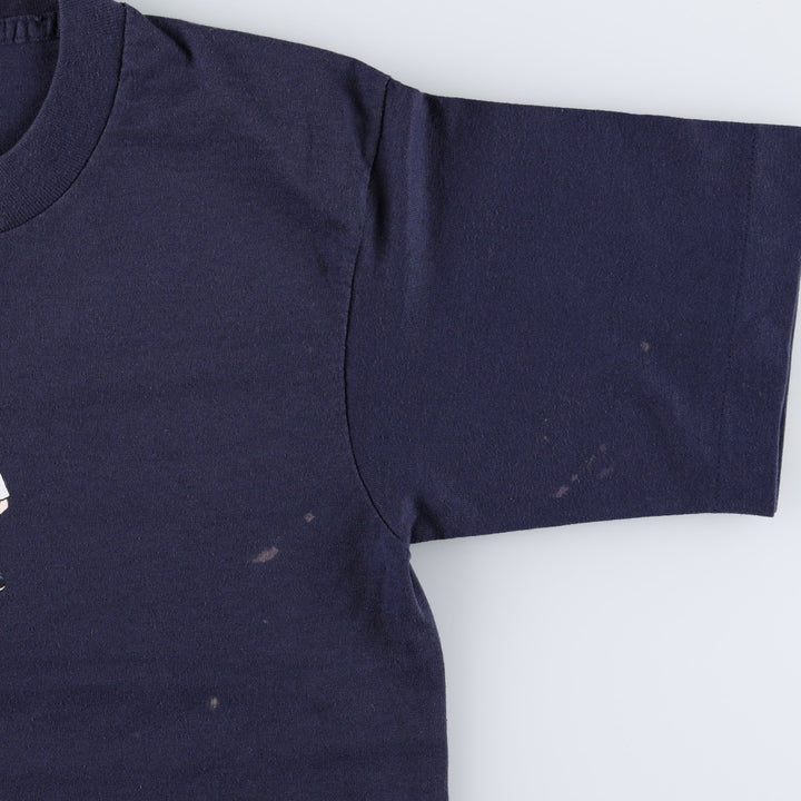 90'S Fruit of the Loom Print T-Shirt, Made in USA, Men's Size XS (approx.), Vintage cotton navy blue type Vintage Second Hand