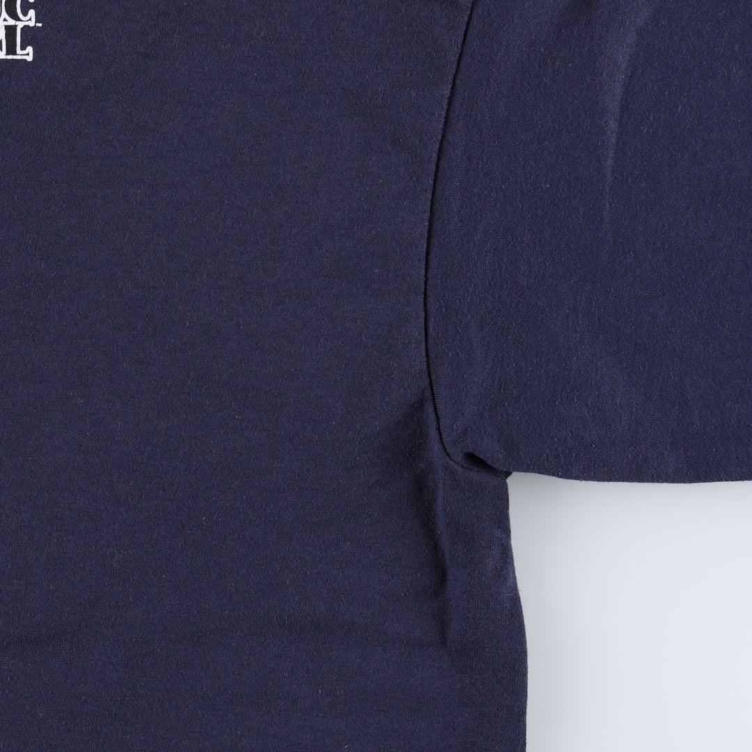 90'S Fruit of the Loom Print T-Shirt, Made in USA, Men's Size XS (approx.), Vintage cotton navy blue type Vintage Second Hand