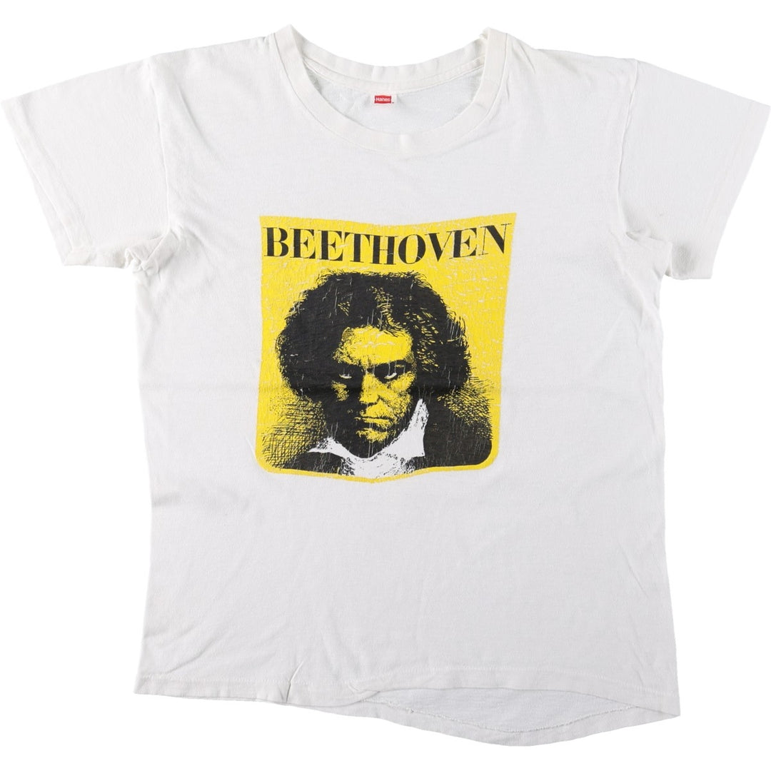 80'S Hanes Beethoven T-shirt, Made in USA, Men's Size M (approx.), Vintage cotton white type Vintage Second Hand