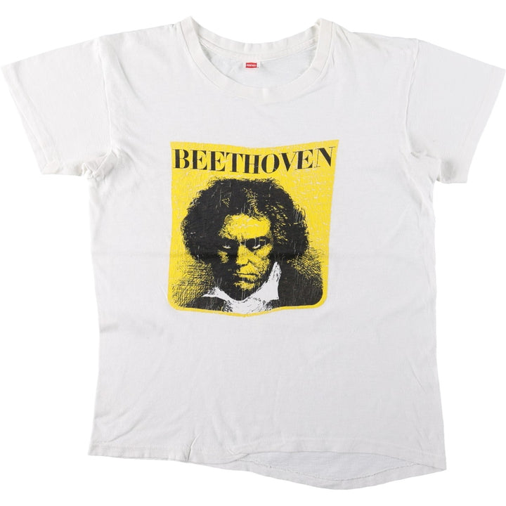 80'S Hanes Beethoven T-shirt, Made in USA, Men's Size M (approx.), Vintage cotton white type Vintage Second Hand