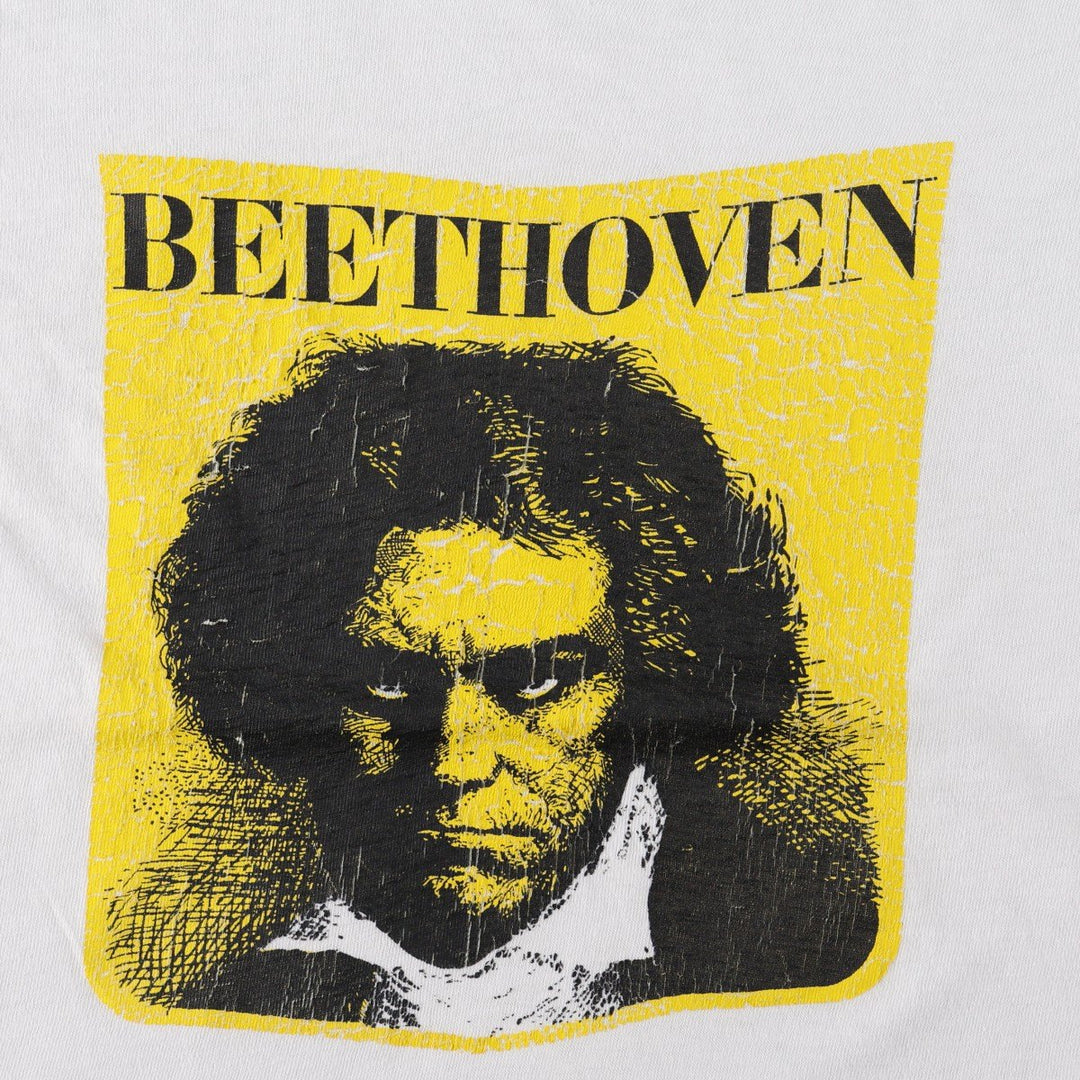 80'S Hanes Beethoven T-shirt, Made in USA, Men's Size M (approx.), Vintage cotton white type Vintage Second Hand