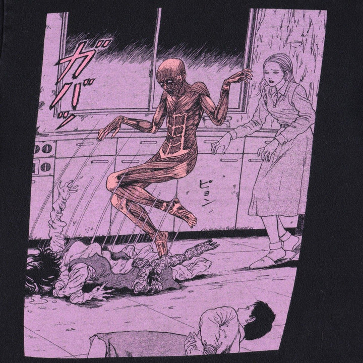 Junji Ito Glyceride Anime Character Print T-Shirt (Women's Size XS) cotton black type Vintage Second Hand