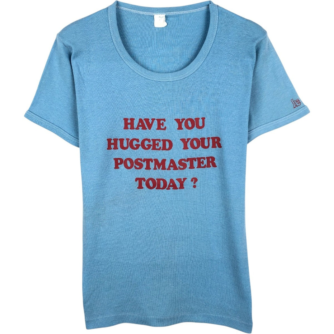 Message print T-shirt, women's size M (approx.), vintage. unclear Blue type light blue Vintage Second Hand