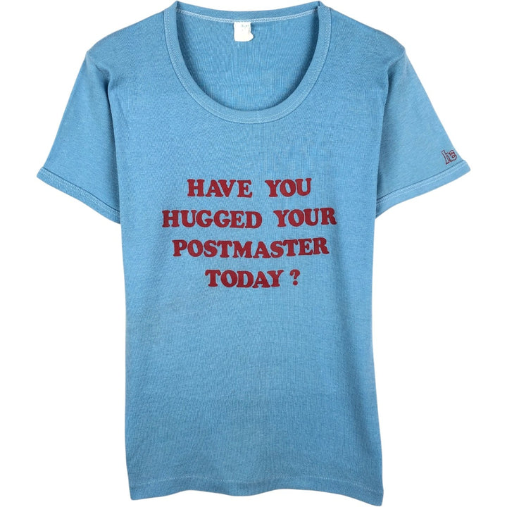 Message print T-shirt, women's size M (approx.), vintage. unclear Blue type light blue Vintage Second Hand