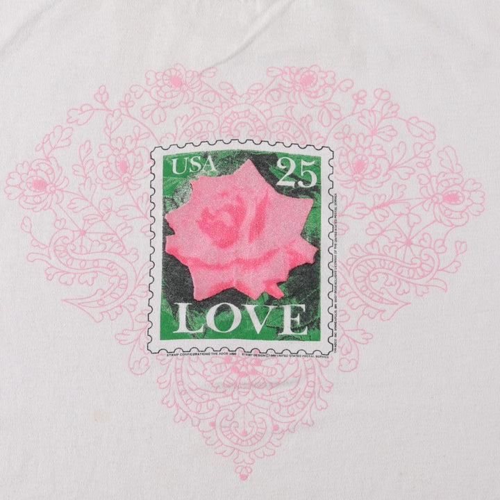 ~90'S ALORE Print Floral Art T-Shirt, Made in USA, Women's Size L (Equivalent), Vintage polyester white type Vintage Second Hand
