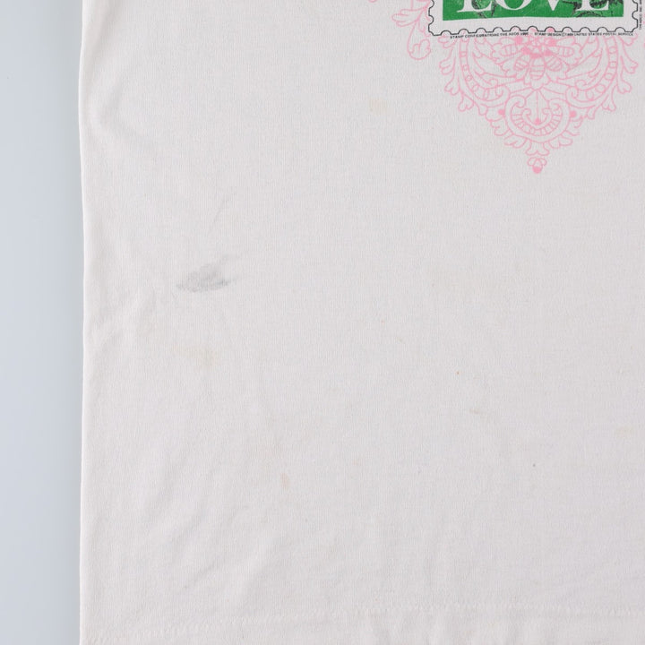 ~90'S ALORE Print Floral Art T-Shirt, Made in USA, Women's Size L (Equivalent), Vintage polyester white type Vintage Second Hand