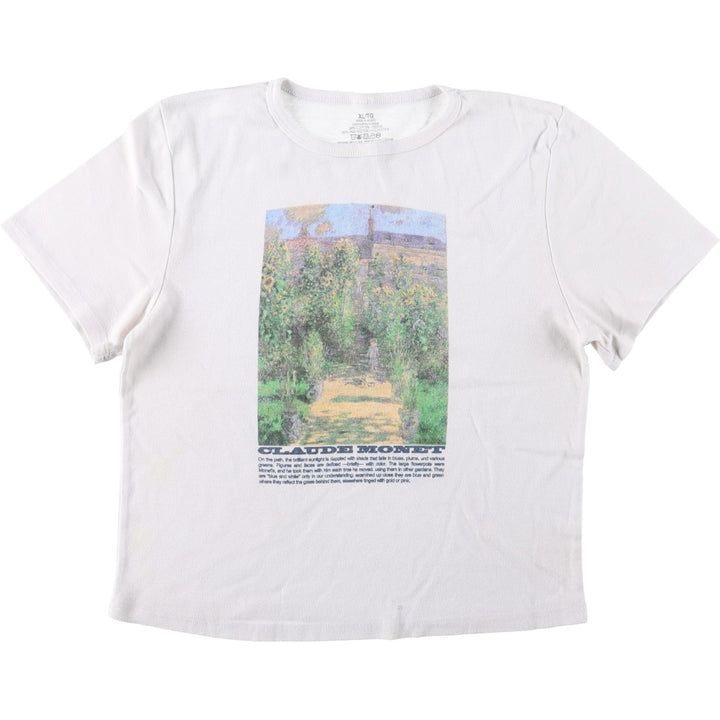 Claude Monet "The Painter's Garden at Vétheuil" Floral Art T-Shirt, Women's Size XL cotton white type Vintage Second Hand
