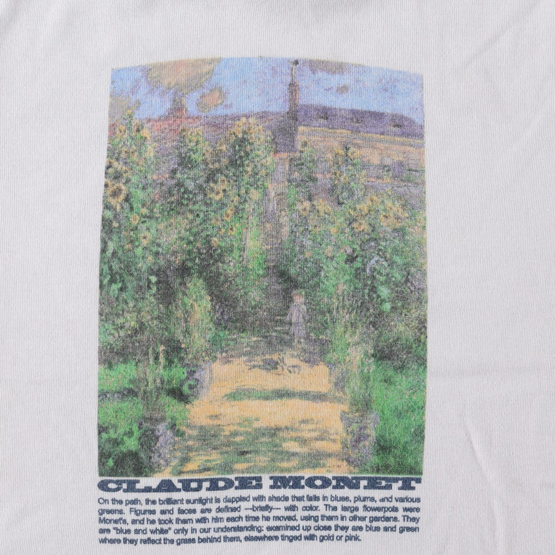 Claude Monet "The Painter's Garden at Vétheuil" Floral Art T-Shirt, Women's Size XL cotton white type Vintage Second Hand