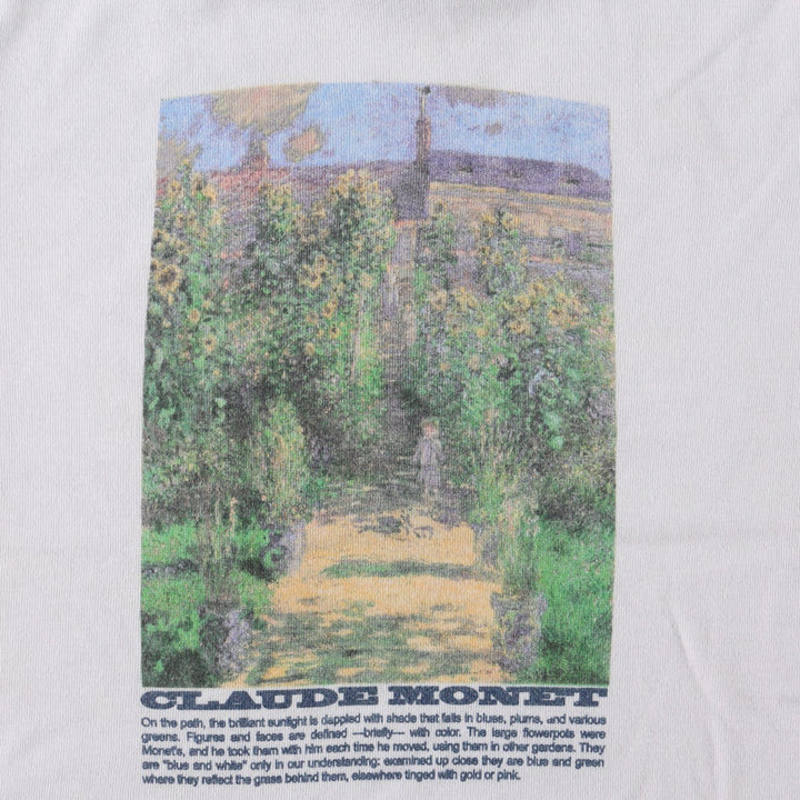 Claude Monet "The Painter's Garden at Vétheuil" Floral Art T-Shirt, Women's Size XL cotton white type Vintage Second Hand