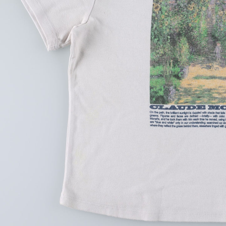 Claude Monet "The Painter's Garden at Vétheuil" Floral Art T-Shirt, Women's Size XL cotton white type Vintage Second Hand