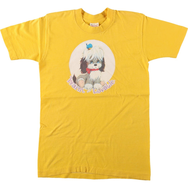 ~90'S BELTON Warm And Lovable Dog Pattern Character Print T-Shirt, Women's Size L (Equivalent), Vintage cotton yellow type Vintage Second Hand