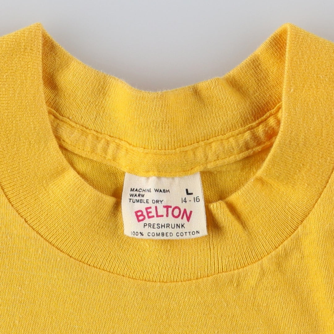 ~90'S BELTON Warm And Lovable Dog Pattern Character Print T-Shirt, Women's Size L (Equivalent), Vintage cotton yellow type Vintage Second Hand
