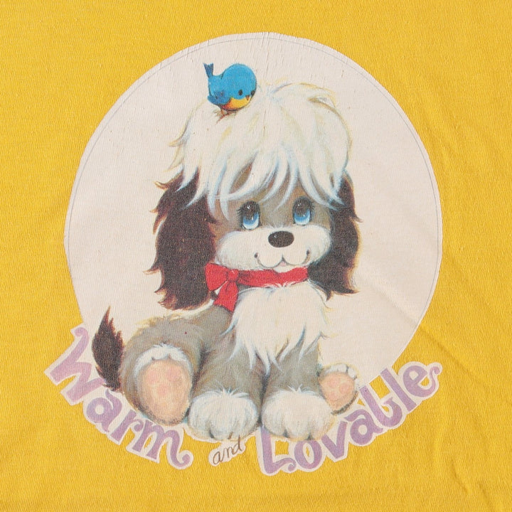 ~90'S BELTON Warm And Lovable Dog Pattern Character Print T-Shirt, Women's Size L (Equivalent), Vintage cotton yellow type Vintage Second Hand