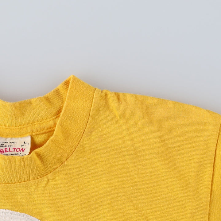 ~90'S BELTON Warm And Lovable Dog Pattern Character Print T-Shirt, Women's Size L (Equivalent), Vintage cotton yellow type Vintage Second Hand