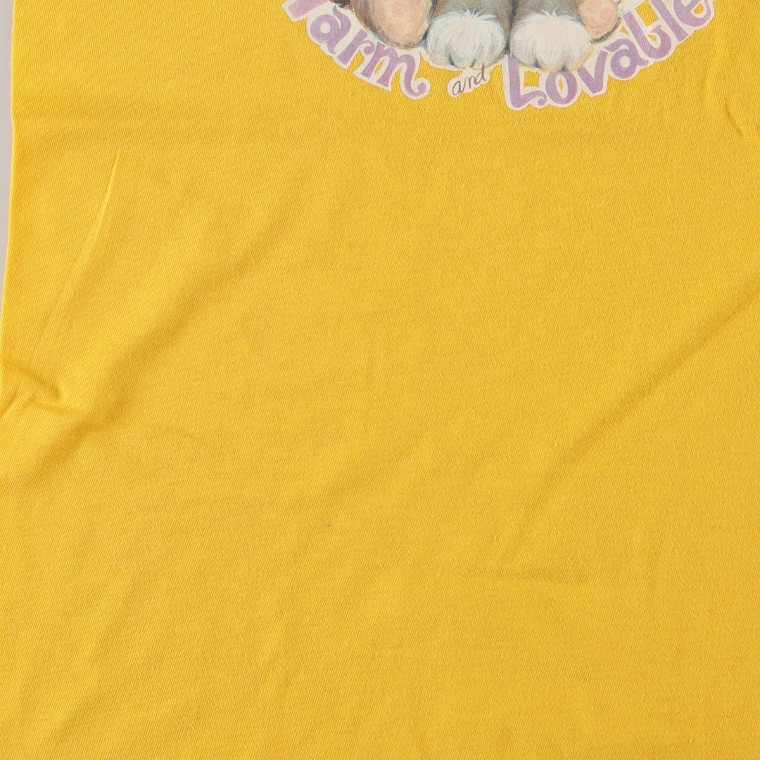 ~90'S BELTON Warm And Lovable Dog Pattern Character Print T-Shirt, Women's Size L (Equivalent), Vintage cotton yellow type Vintage Second Hand