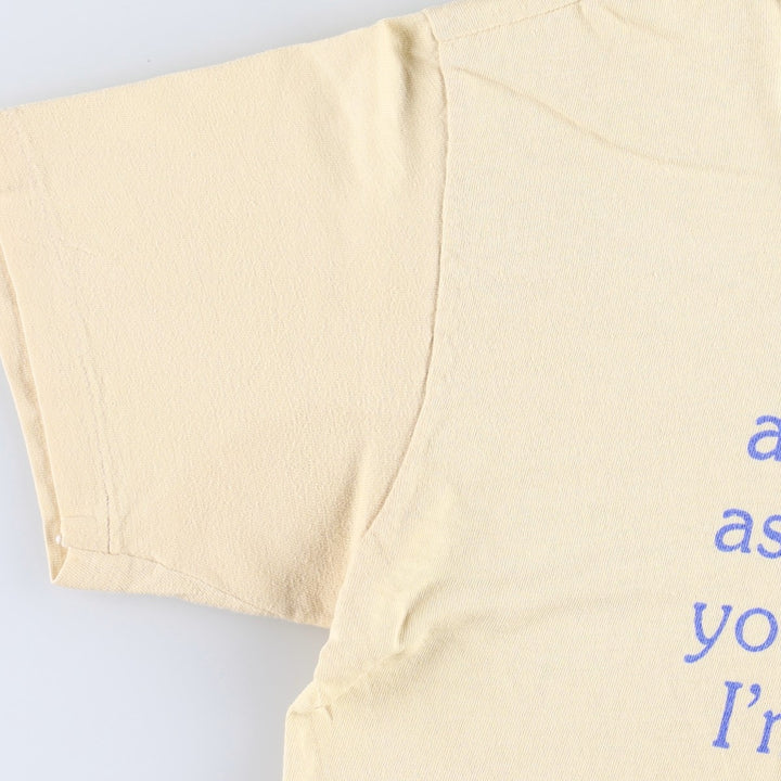 80'S Hanes Message Print T-Shirt, Made in USA, Women's Size M (Equivalent), Vintage cotton yellow type Vintage Second Hand