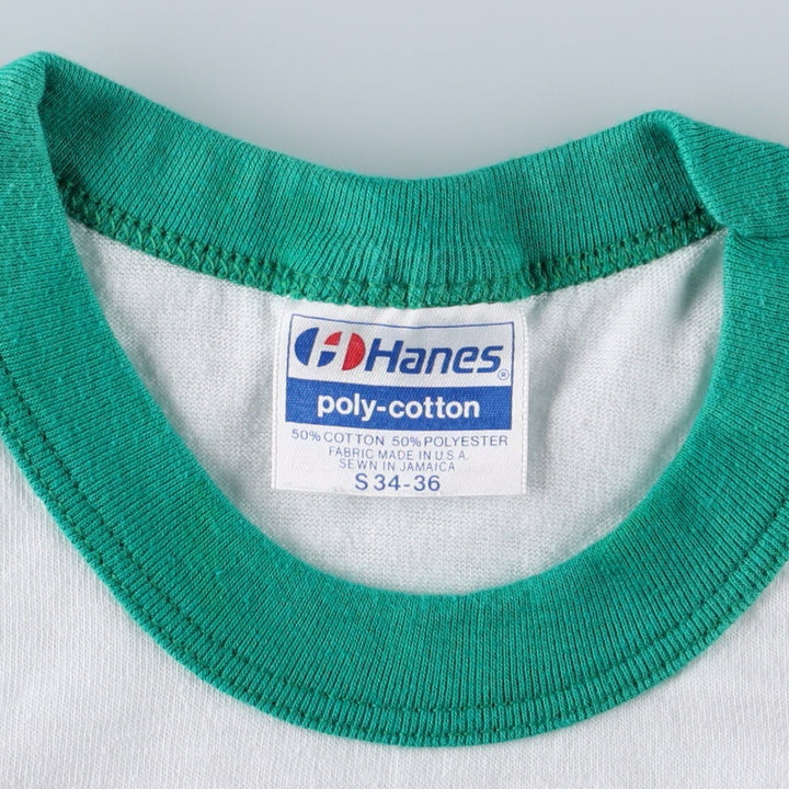 90'S Hanes ringer t-shirt, made in USA, women's size S (approx.) cotton white type Vintage Second Hand