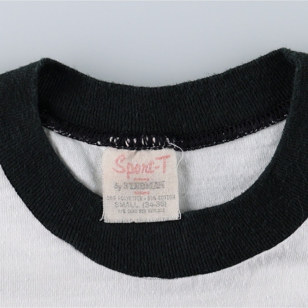 80'S Stedman Sport-T Ringer T-Shirt, Made in USA, Women's Size S (Equivalent), Vintage polyester white type Vintage Second Hand