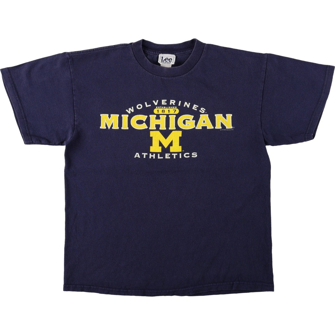 90'S Lee SPORT MICHIGAN University of Michigan College T-shirt, Women's XL equivalent, Vintage cotton navy blue type Vintage Second Hand