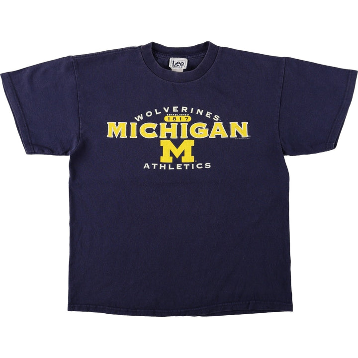 90'S Lee SPORT MICHIGAN University of Michigan College T-shirt, Women's XL equivalent, Vintage cotton navy blue type Vintage Second Hand