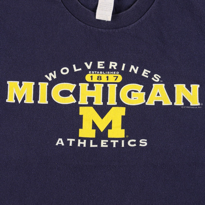 90'S Lee SPORT MICHIGAN University of Michigan College T-shirt, Women's XL equivalent, Vintage cotton navy blue type Vintage Second Hand