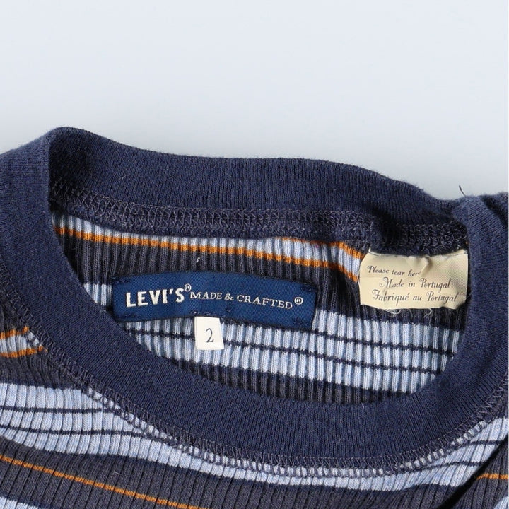 Levi's MADE and CRAFTED Cashmere Blend Striped Short-Sleeve T-Shirt (Women's Size S) cotton Blue type light blue Vintage Second Hand