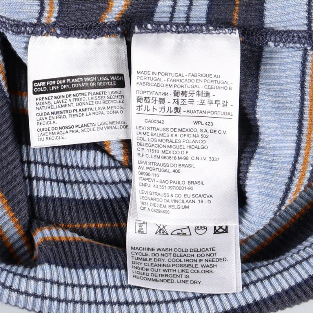 Levi's MADE and CRAFTED Cashmere Blend Striped Short-Sleeve T-Shirt (Women's Size S) cotton Blue type light blue Vintage Second Hand