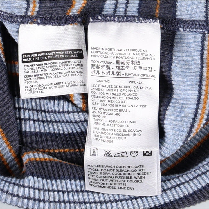 Levi's MADE and CRAFTED Cashmere Blend Striped Short-Sleeve T-Shirt (Women's Size S) cotton Blue type light blue Vintage Second Hand