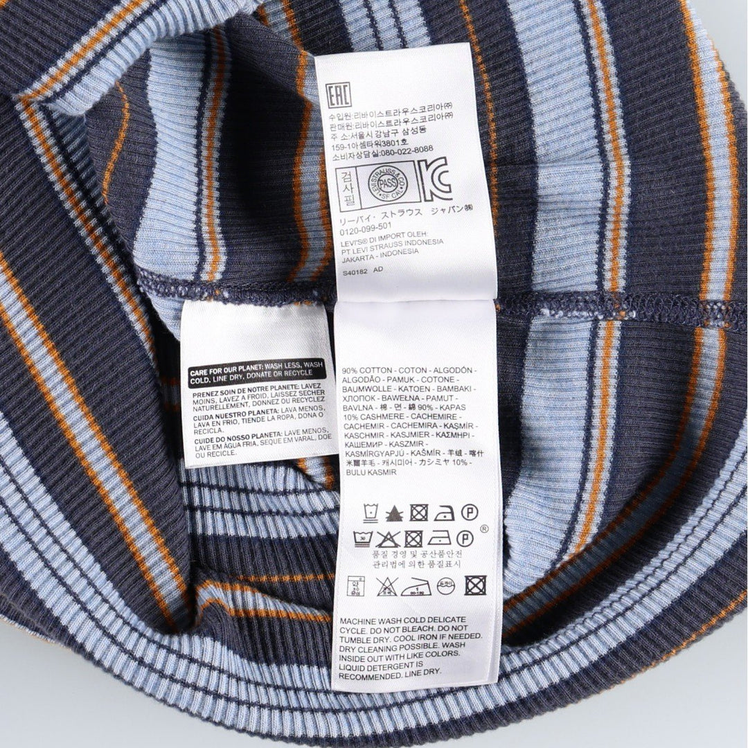 Levi's MADE and CRAFTED Cashmere Blend Striped Short-Sleeve T-Shirt (Women's Size S) cotton Blue type light blue Vintage Second Hand