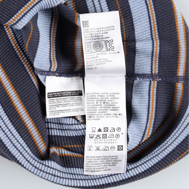 Levi's MADE and CRAFTED Cashmere Blend Striped Short-Sleeve T-Shirt (Women's Size S) cotton Blue type light blue Vintage Second Hand