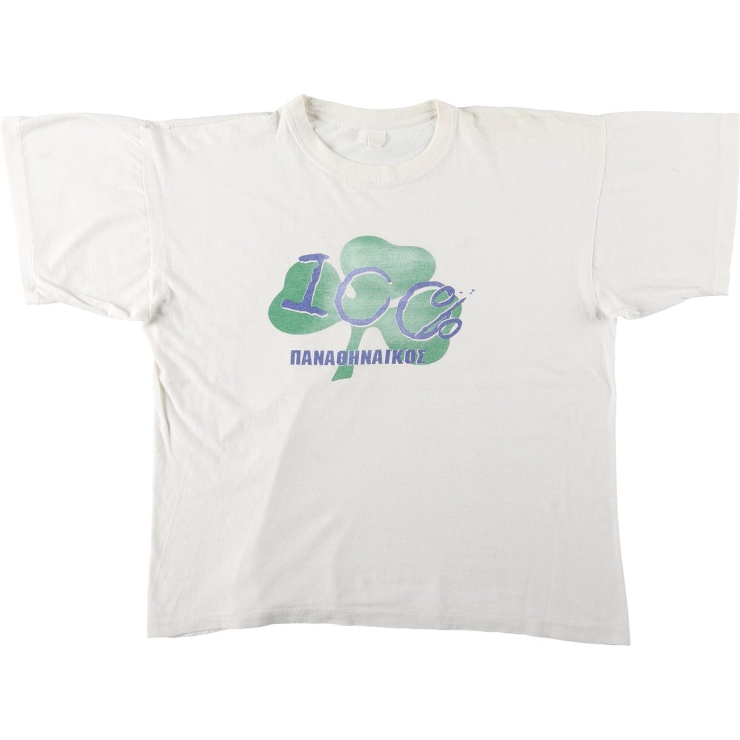 PANATHINAIKOS Sports Print T-Shirt, Women's Size L (Equivalent), Vintage unclear white type Vintage Second Hand