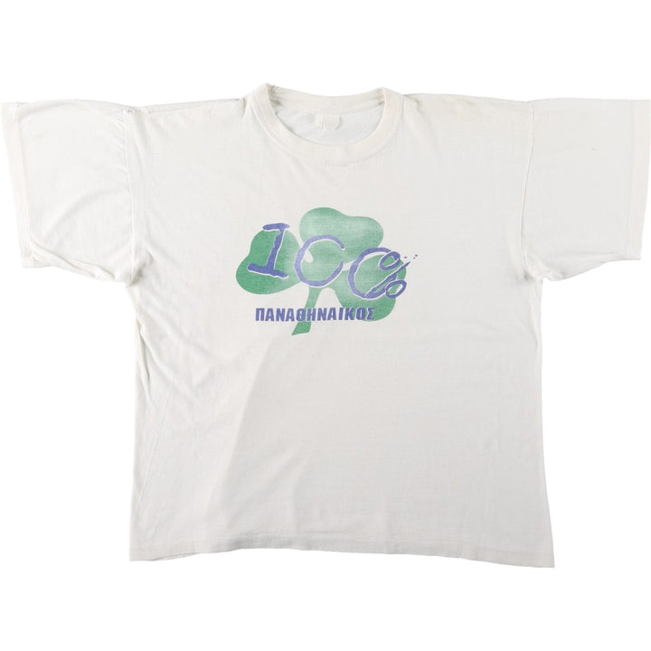 PANATHINAIKOS Sports Print T-Shirt, Women's Size L (Equivalent), Vintage unclear white type Vintage Second Hand