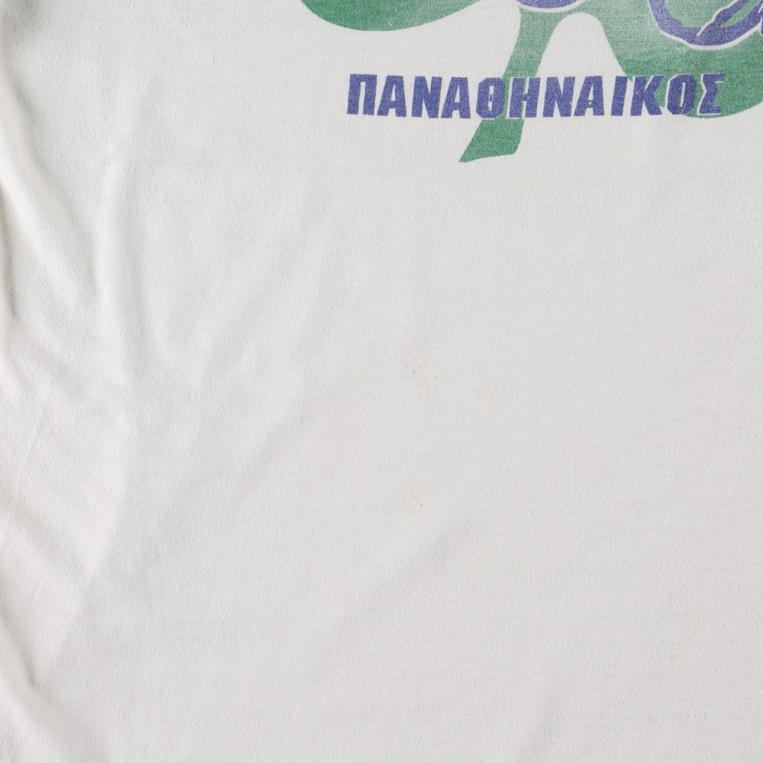 PANATHINAIKOS Sports Print T-Shirt, Women's Size L (Equivalent), Vintage unclear white type Vintage Second Hand