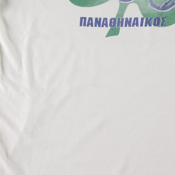 PANATHINAIKOS Sports Print T-Shirt, Women's Size L (Equivalent), Vintage unclear white type Vintage Second Hand