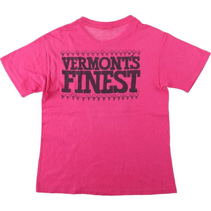 90'S Hanes Ben And Jerry's advertising T-shirt, made in USA, women's size M equivalent. cotton pink type Vintage Second Hand