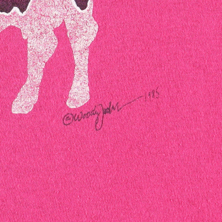 90'S Hanes Ben And Jerry's advertising T-shirt, made in USA, women's size M equivalent. cotton pink type Vintage Second Hand