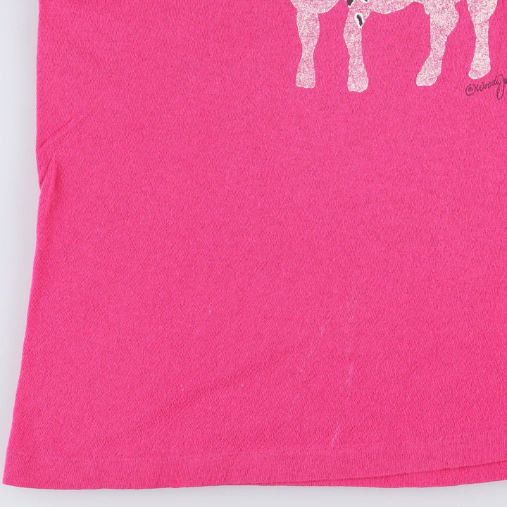 90'S Hanes Ben And Jerry's advertising T-shirt, made in USA, women's size M equivalent. cotton pink type Vintage Second Hand