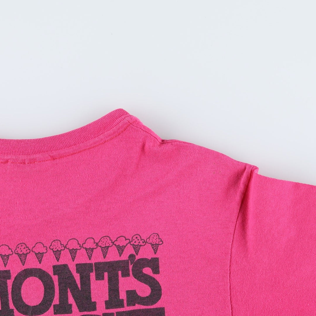 90'S Hanes Ben And Jerry's advertising T-shirt, made in USA, women's size M equivalent. cotton pink type Vintage Second Hand