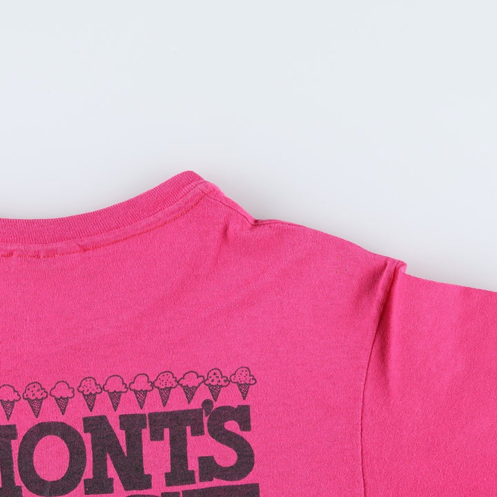90'S Hanes Ben And Jerry's advertising T-shirt, made in USA, women's size M equivalent. cotton pink type Vintage Second Hand