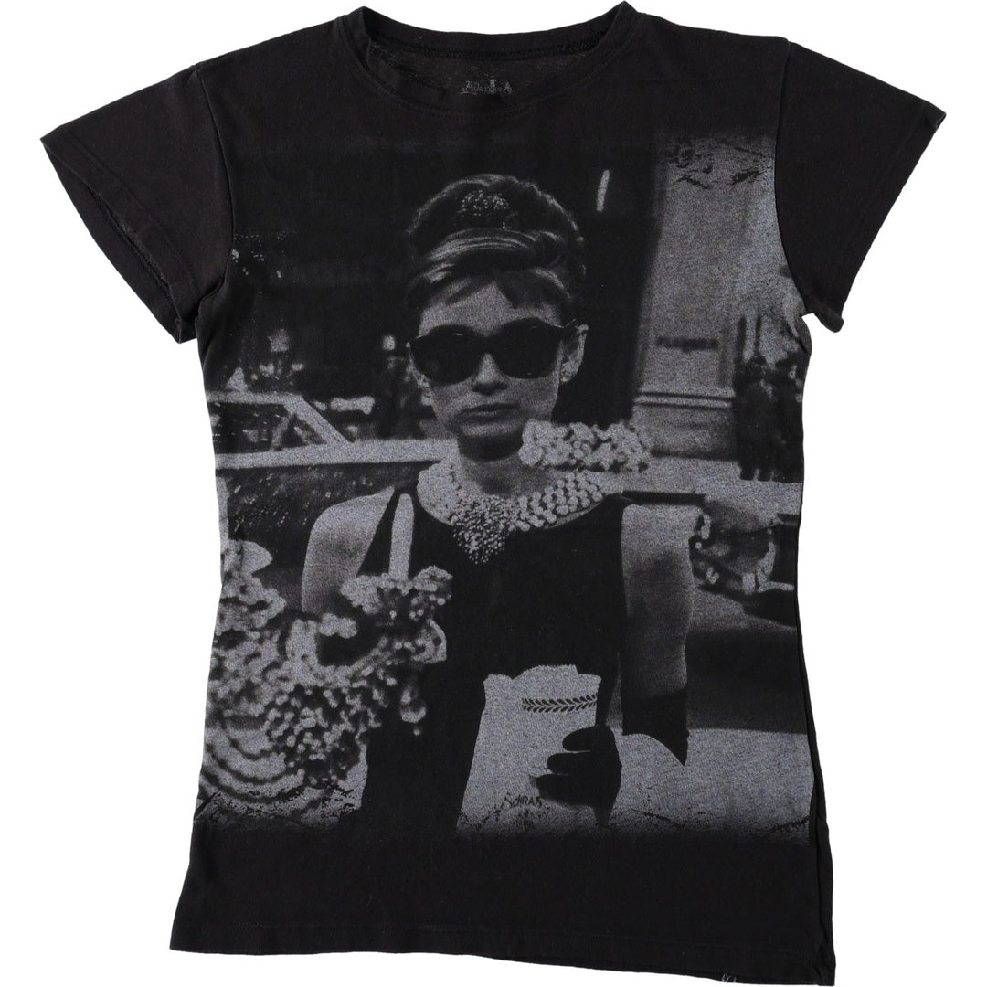 Breakfast at TIFFANY&Co. Audrey Hepburn Movie T-shirt (Women's Size S) cotton black type Vintage Second Hand