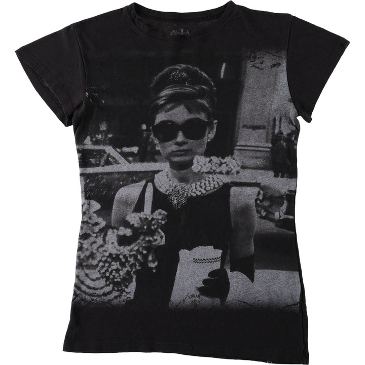 Breakfast at TIFFANY&Co. Audrey Hepburn Movie T-shirt (Women's Size S) cotton black type Vintage Second Hand