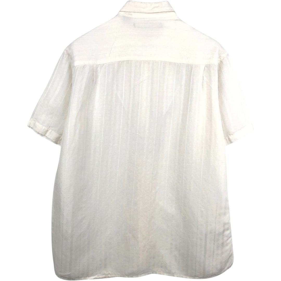 Perry Ellis multi-stripe short-sleeved linen x rayon shirt, men's size L equivalent. linen white type Vintage Second Hand