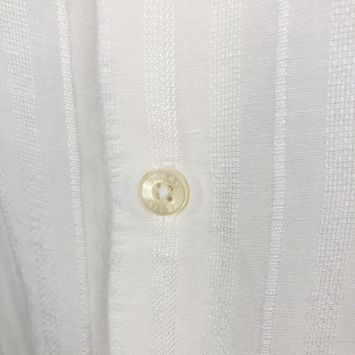 Perry Ellis multi-stripe short-sleeved linen x rayon shirt, men's size L equivalent. linen white type Vintage Second Hand