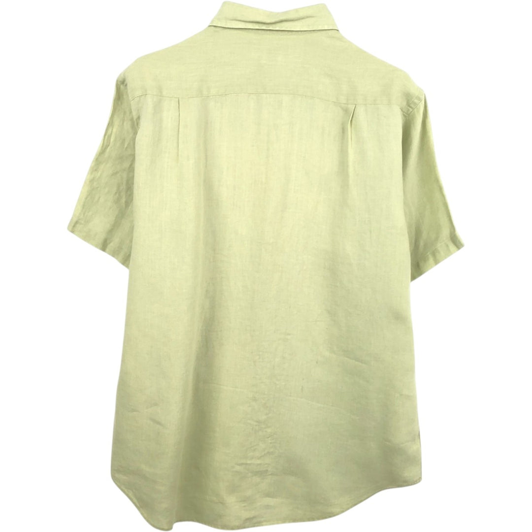 Brooks Brothers Irish Linen Short-Sleeve Linen Shirt (Men's Size M) linen green type yellow green Vintage Second Hand